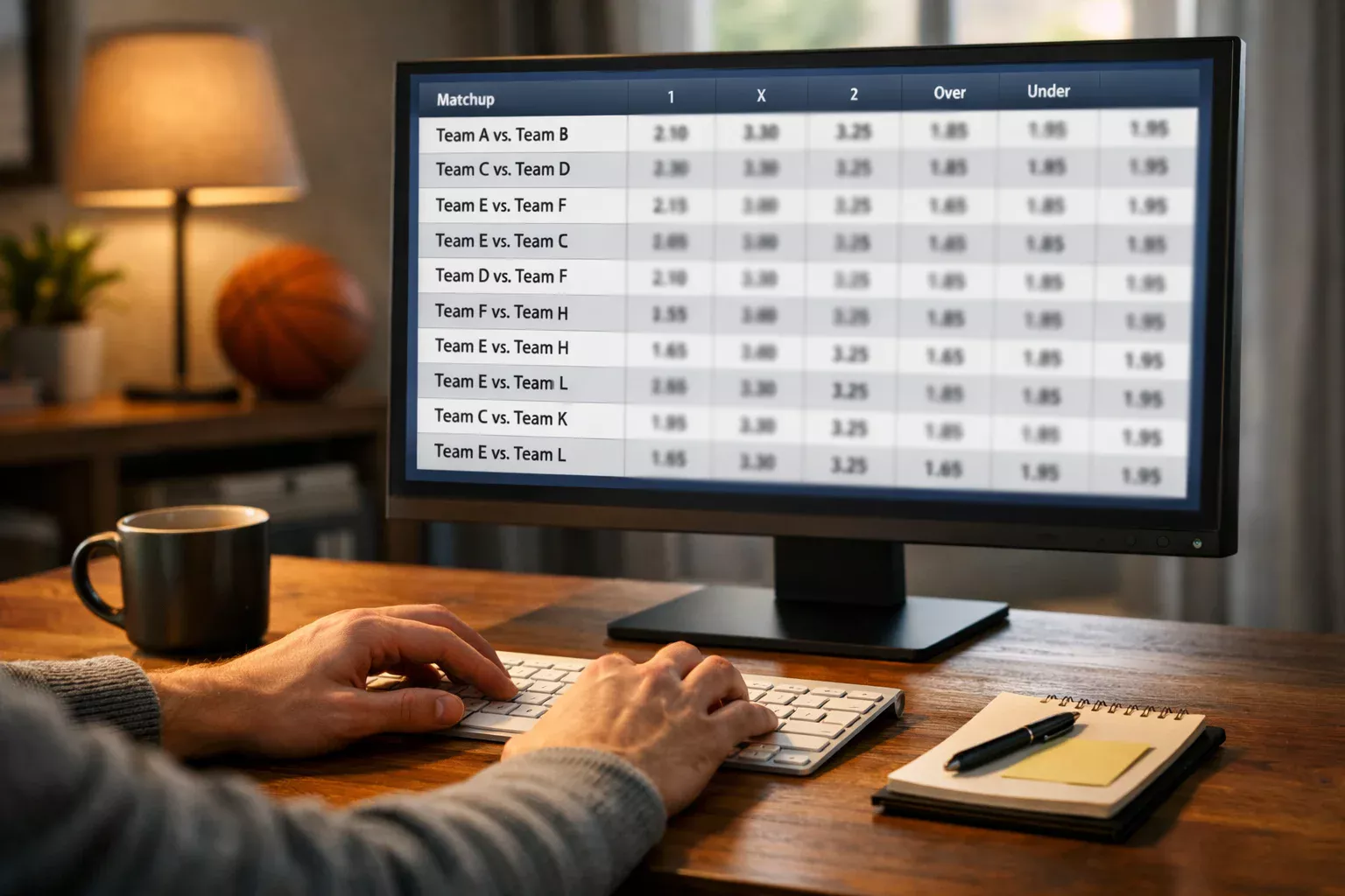 Pantalla de ordenador mostrando comparativa de cuotas NBA entre distintos operadores